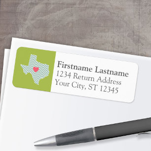 Étiquette Texas Love with Custom Heart and Family Name