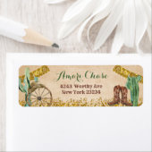 Étiquette Texas Western Cowboy Rustic Anniversaire Adresse (En situation)