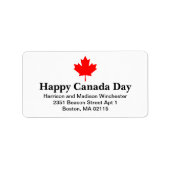 Étiquette Texte de Joyeuse fête du Canada avec feuille d'éra (Devant)