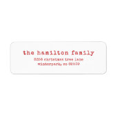 Étiquette texte de machine à écrire rouge adresse de retour  (Devant)