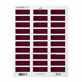 Étiquette Texte de retour en Bourgogne Or Script Moderne (Feuille entière)