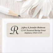 Étiquette Texte en Blanc Texturé Monogramme, Adresse de Reto (En situation)