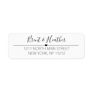 Étiquette Texte et coeur simple en noir blanc