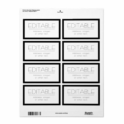 Étiquette Texte évolutif avec bordure (Feuille entière)