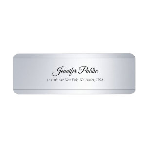 Étiquette Texte manuscrit Silver Elegant Adresse de retour