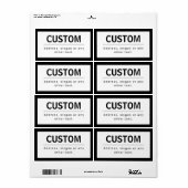 Étiquette Texte moderne gras éditable | Noir & Blanc (Feuille entière)