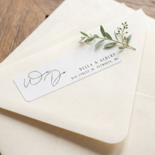 Étiquette Texte Moderne pour Adresse de Retour de Mariage