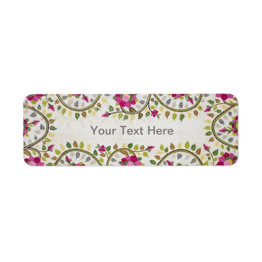 Étiquette Texte personnalisable, Motif Peonies, William Morr (Devant)