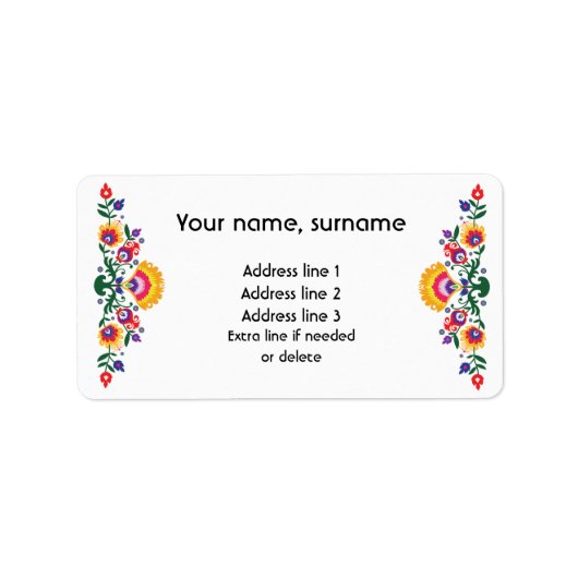 Étiquette Texte personnalisé folklore polonais Wycinanki (Devant)