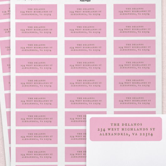 Étiquette Texte Serif Antique Simple Rose et Vert
