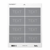 Étiquette Texte simple d'apparence tridimensionnelle | Gris (Feuille entière)