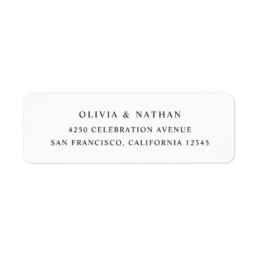 Étiquette Texte simple et élégant | Noir et blanc (Devant)