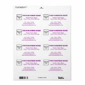 Étiquette Textes de marque commerciale violette sur étiquett (Feuille entière)