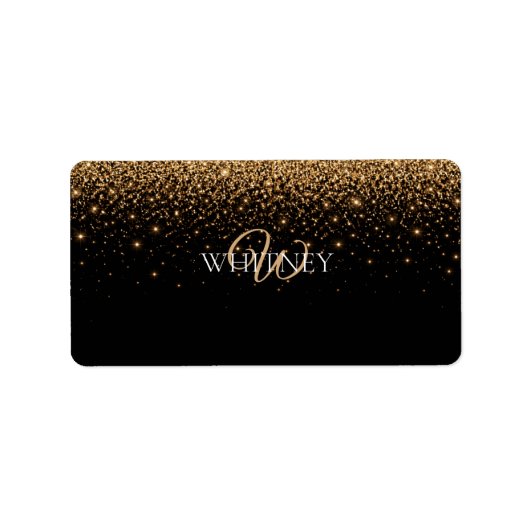 Étiquette Texture de luxe élégant avec paillettes dorées (Devant)