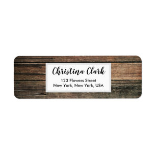 Étiquette Texture Rustique en bois Adresse personnalisée