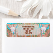 Étiquette Texture Turquoise rustique du crâne occidental tau (En situation)