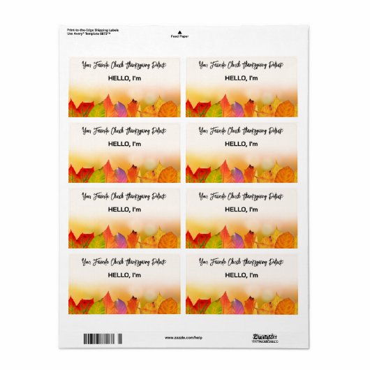 Étiquette Thanksgiving Fall Leaf Bordure Papier Ét (Feuille entière)