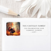 Étiquette Thanksgiving Turquie dans la forêt (En situation)