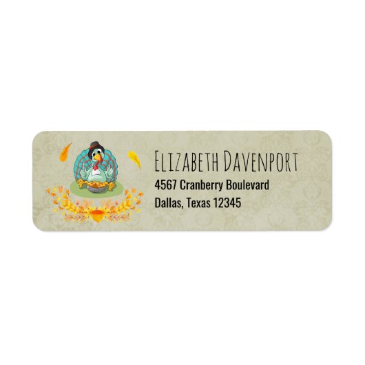 Étiquette Thanksgiving Turquie manger Citrouille tarte (Devant)