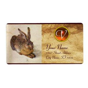 Étiquette THE RABBIT ( Young Hare ) Monogram Orange Agate