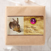 Étiquette THE RABBIT ( Young Hare ) Monogram Pink Amethyst (En situation)