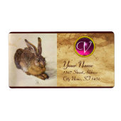 Étiquette THE RABBIT ( Young Hare ) Monogram Pink Amethyst (Devant)