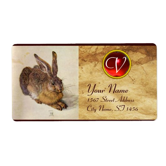 Étiquette THE RABBIT ( Young Hare ) Monogram Red Ruby (Devant)