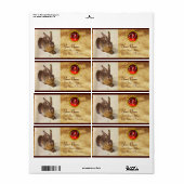 Étiquette THE RABBIT ( Young Hare ) Monogram Red Ruby (Feuille entière)