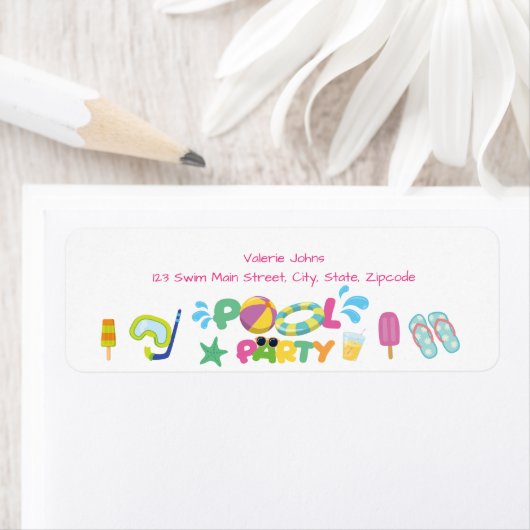 Étiquette Thème de fête de piscine (En situation)