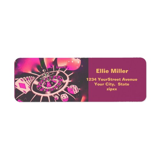 Étiquette Thème de jeu de casino rose (Devant)