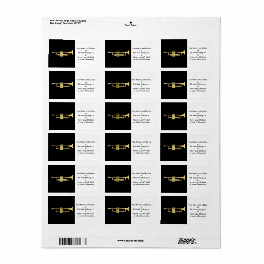 Étiquette Thème de la trompette d'or (Feuille entière)