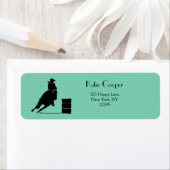 Étiquette Thème Rodéo Cowgirl Barrel Racine Silhouette (En situation)