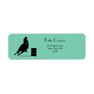 Étiquette Thème Rodéo Cowgirl Barrel Racine Silhouette