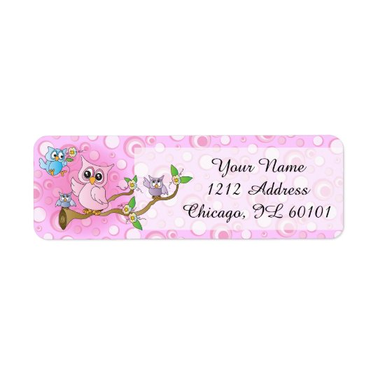 Étiquette Thème rose de douche du hibou | de bébé