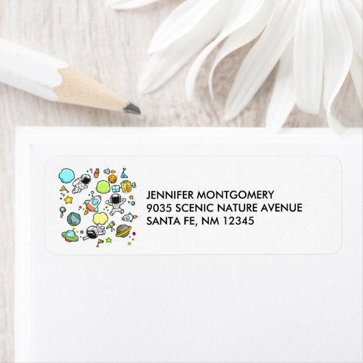 Étiquette Thème spatial cool - Astronauts & Rocket Ships (En situation)