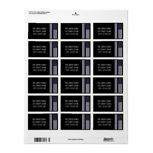 Étiquette Thin Blue Line Flag (Feuille entière)