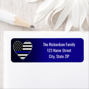 Étiquette Thin Blue Line Flag Heart