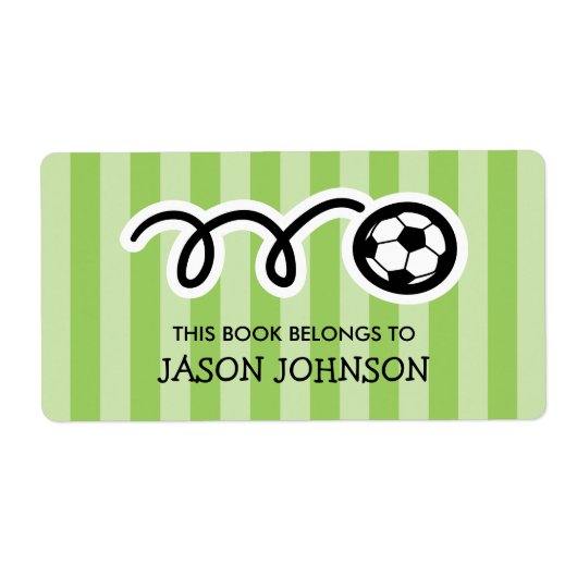 Étiquette This book belongs to kids soccer bookplate labels (Devant)