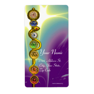 ÉTIQUETTE TIGE D'ASCLEPIUS 7 CHAKRAS, YOGA, ÉNERGIE
