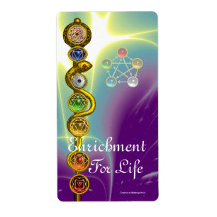 ÉTIQUETTE TIGE D'ASCLEPIUS 7 CHAKRAS, YOGA, ÉNERGIE