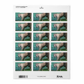 Étiquette Tigre blanc contre eau bleue photo de marche (Feuille entière)