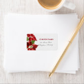 Étiquette timbre d'adresse de noël rouge aquarelle (En situation)