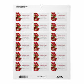 Étiquette timbre d'adresse de noël rouge aquarelle (Feuille entière)