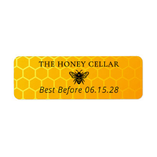 Étiquette Timbre de miel personnalisé orange abeille Date de