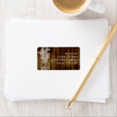 Étiquette Timbre Mason Jar sur une planche en bois foncé (En situation)