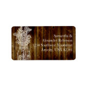 Étiquette Timbre Mason Jar sur une planche en bois foncé (Devant)