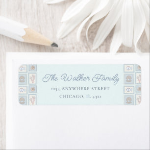 Étiquette Timbres Océan Pastel Adresse de Retour Baby Shower
