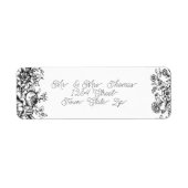 Étiquette Toile florale noire et blanche (Devant)