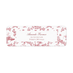 Étiquette Toile vintage Florale de Jouy-Pink