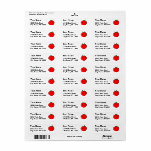 Étiquette Tomate de carton mignon (Feuille entière)